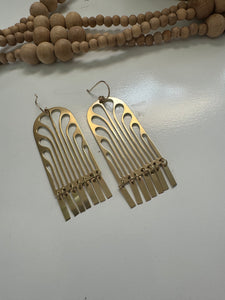 Erté Arches Fringe earrings in brass with gold-fill ear wires