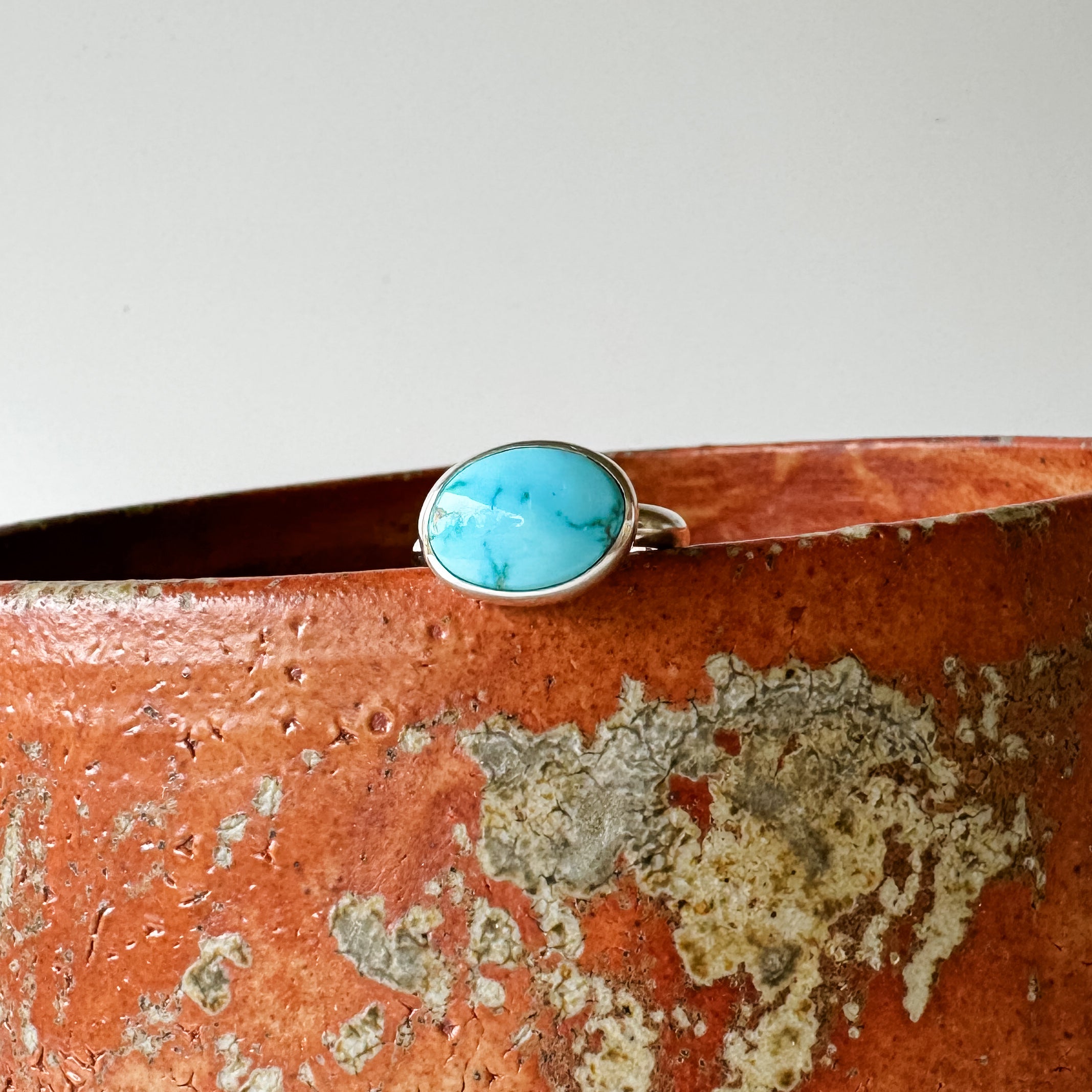 Simple Sterling and Sonoran Turquoise stack ring size US 8