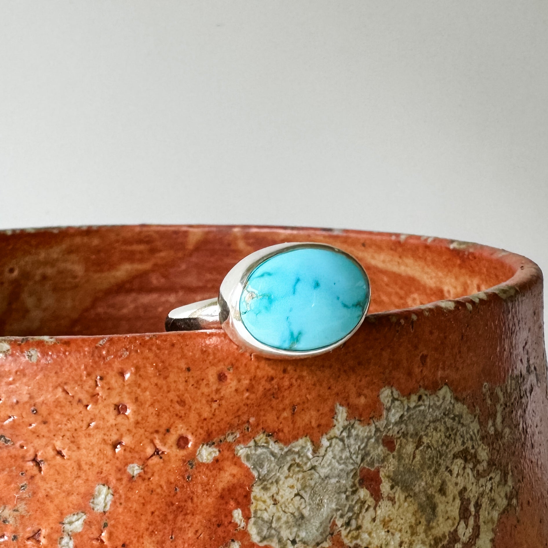 Simple Sterling and Sonoran Turquoise stack ring size US 8