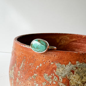 Simple Sterling and Timberline Turquoise stack ring size US 10 3/4