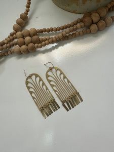 Erté Arches Fringe earrings in brass with gold-fill ear wires