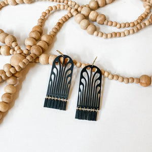 Erté Arches Earrings in matte black acrylic