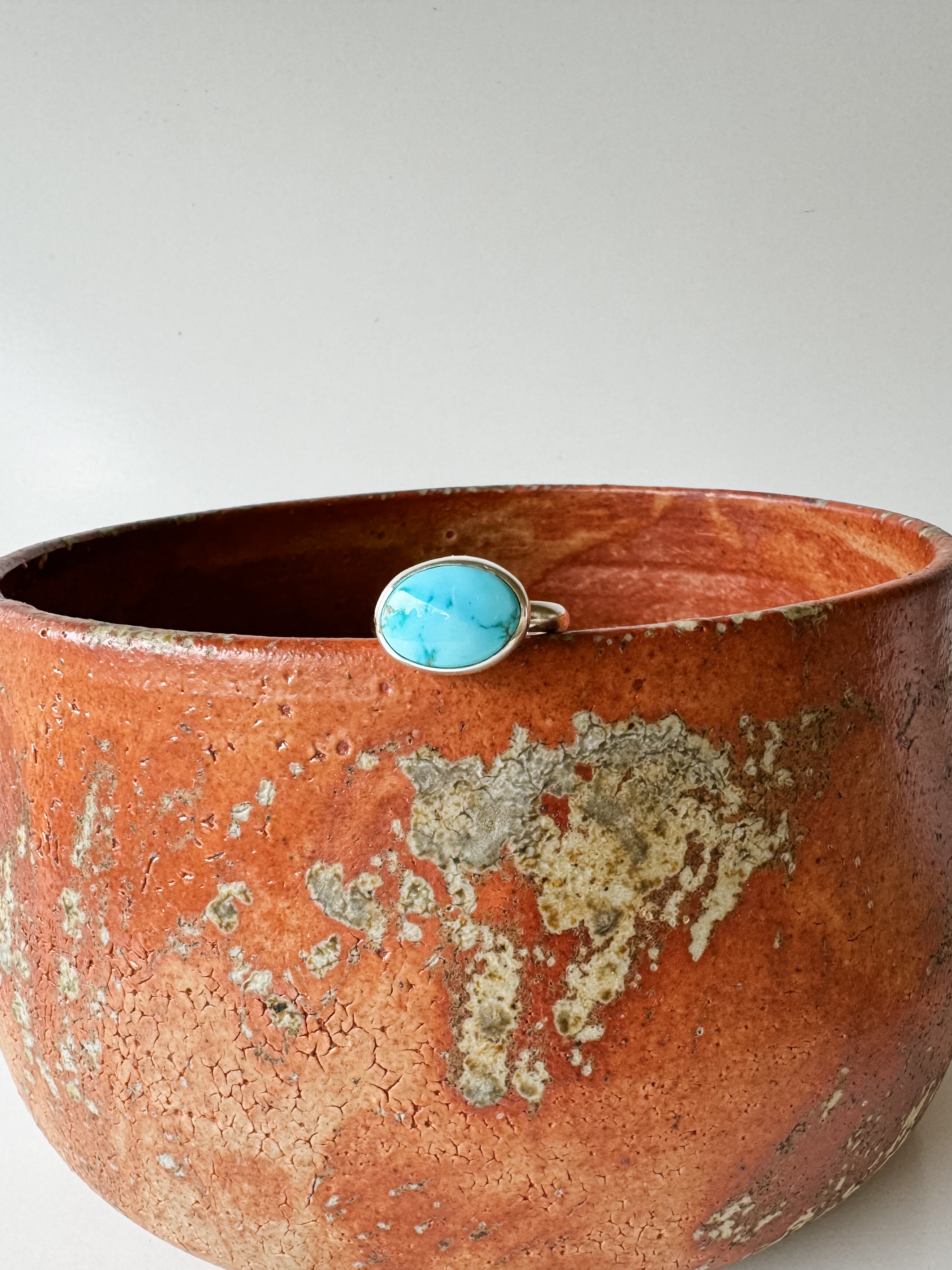 Simple Sterling and Sonoran Turquoise stack ring size US 8