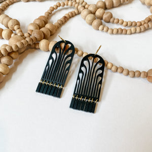 Erté Arches Earrings in matte black acrylic