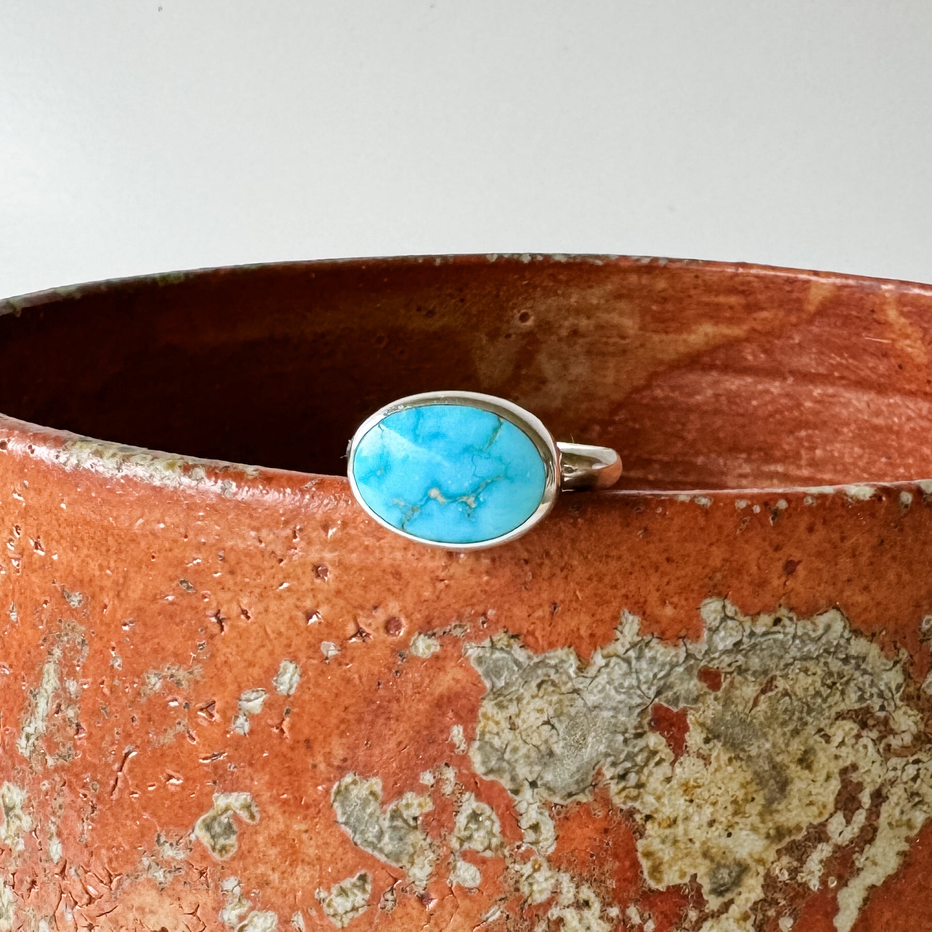 Simple Sterling and Sonoran Turquoise stack ring size US 9