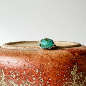 Simple Sterling and Timberline Turquoise stack ring size US 10 3/4