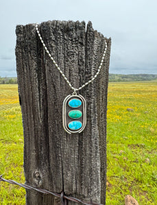 Stone Collector Shadow Box Necklace #2 with Kingman and Emerald Valley turquoise stones