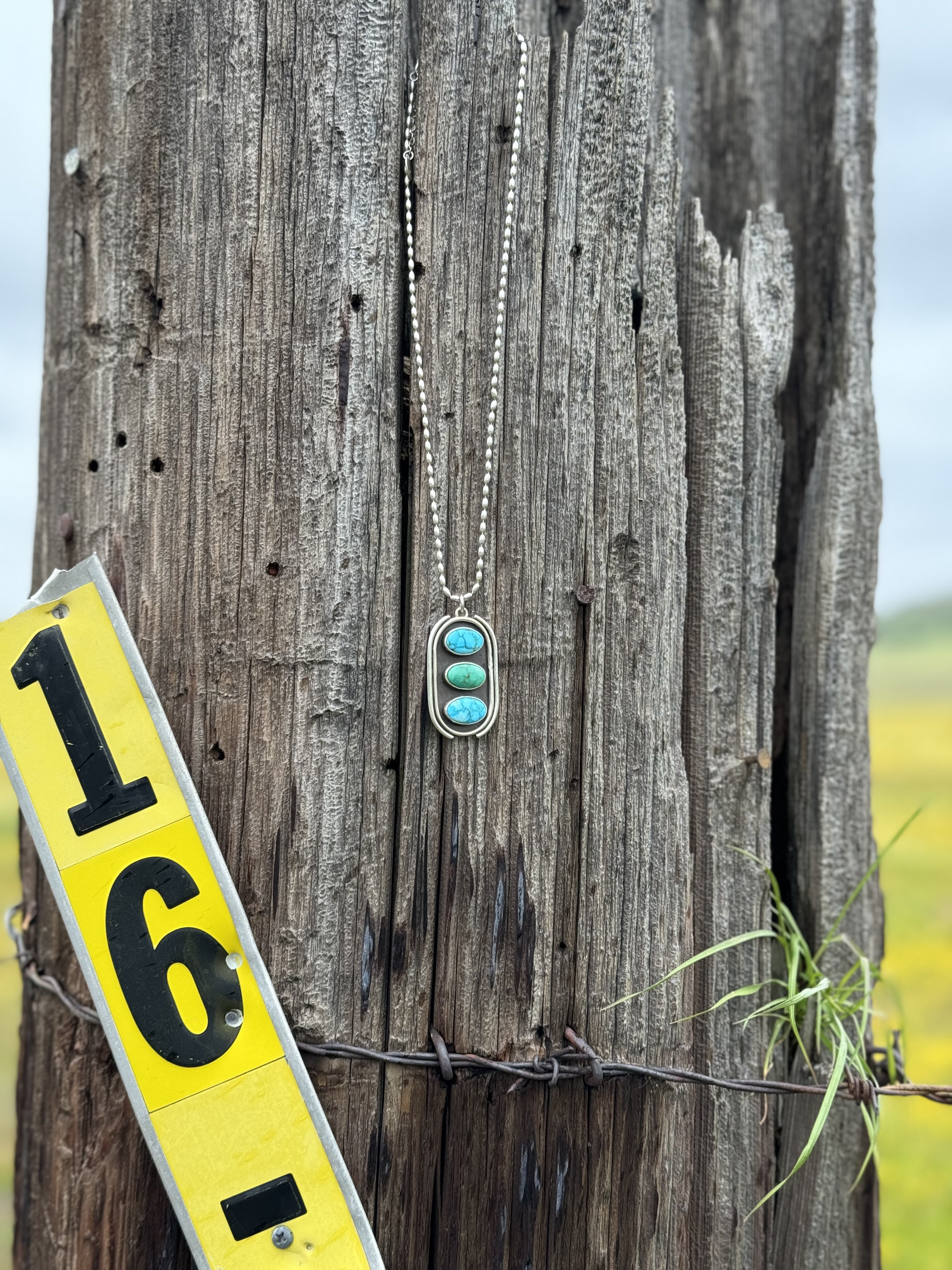 Stone Collector Shadow Box Necklace #2 with Kingman and Emerald Valley turquoise stones