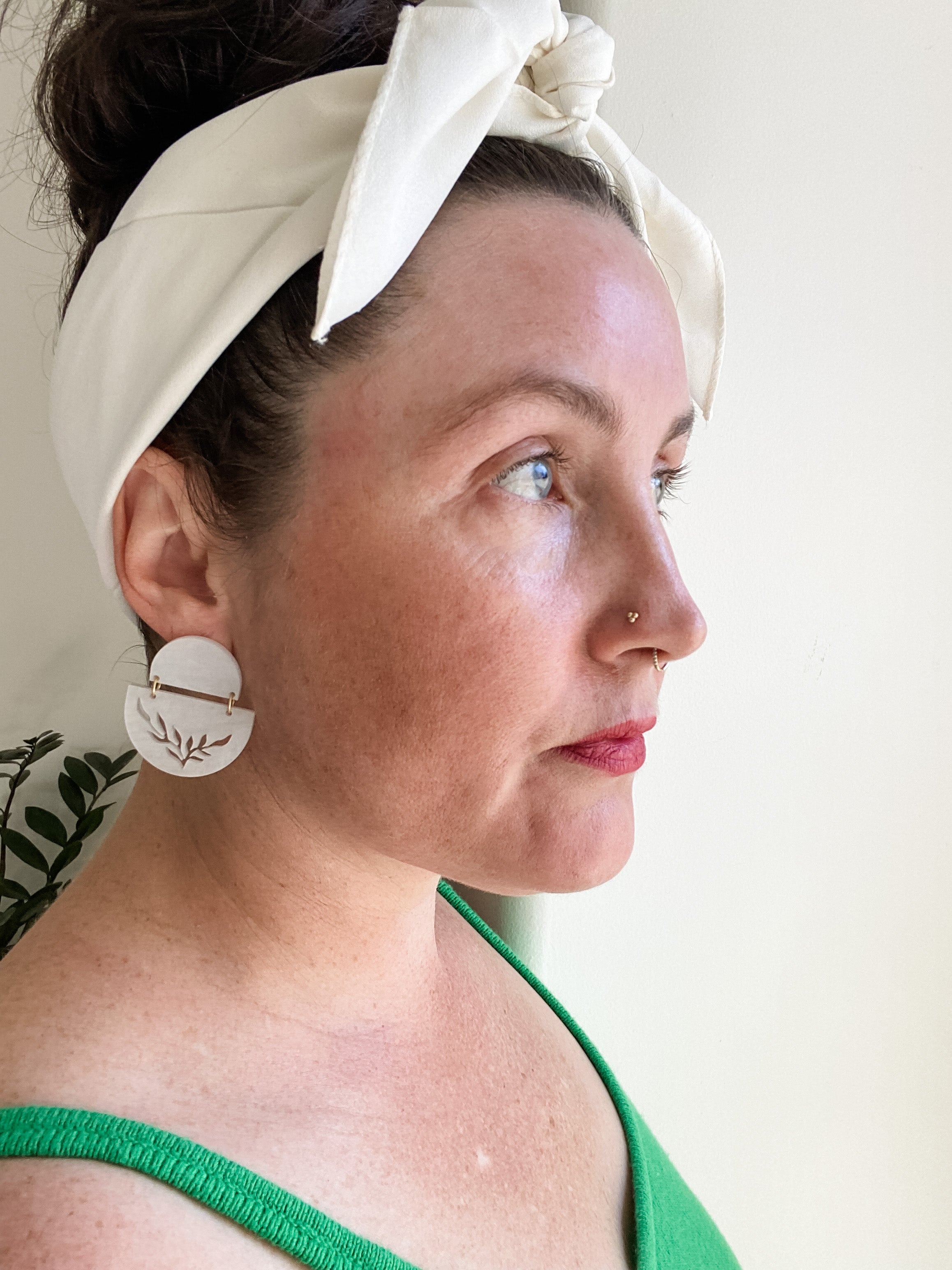 Buds and Branches Floral Sunset earrings in Pearl sheen acrylic with hypoallergenic posts and backs