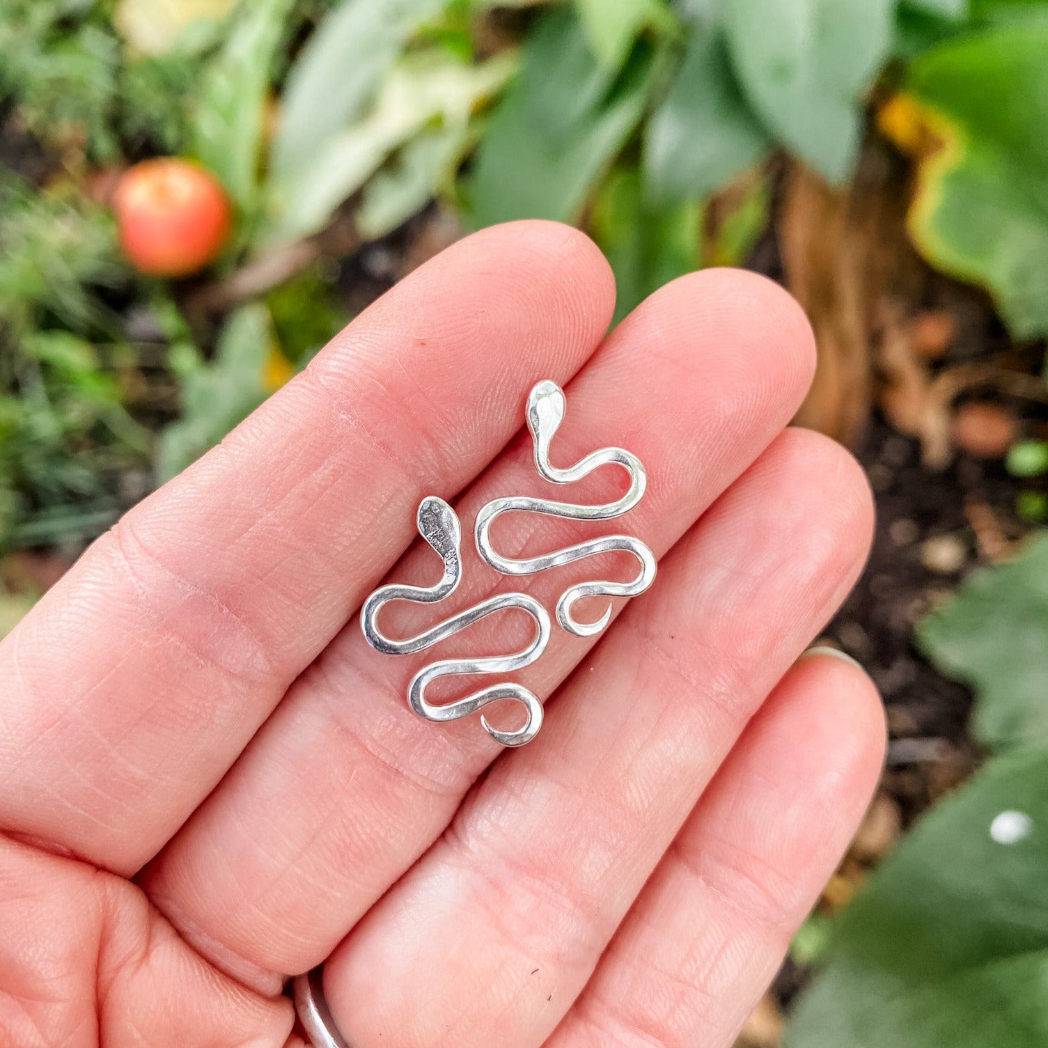 Serpent Stud Earrings in Sterling silver with sterling posts and backs