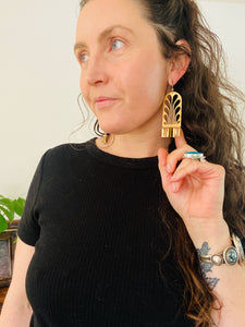 Erté Arches Fringe earrings in brass with gold-fill ear wires