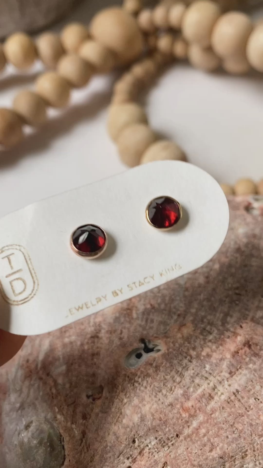 Garnet and gold fill stud earrings