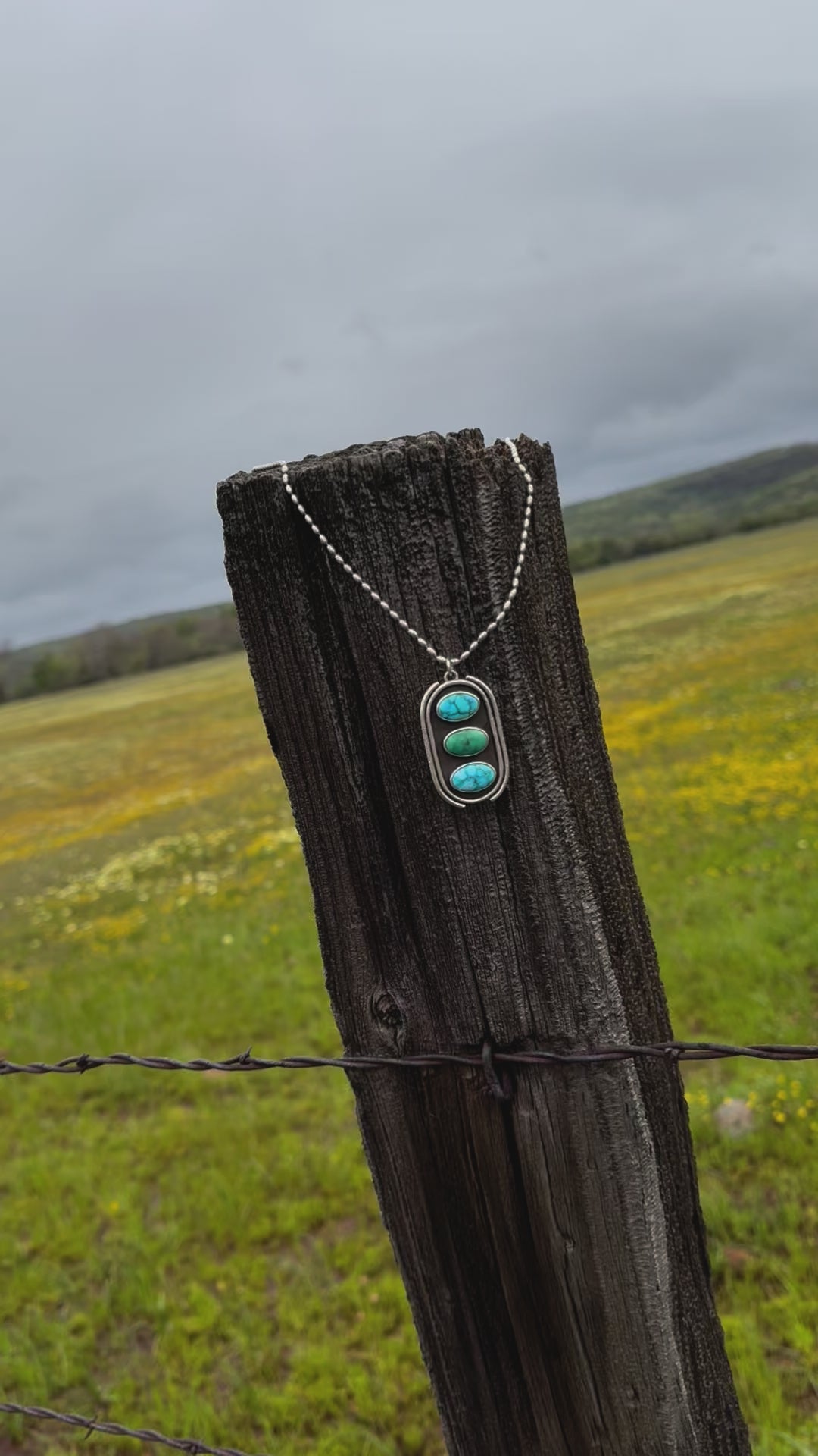 Stone Collector Shadow Box Necklace #2 with Kingman and Emerald Valley turquoise stones