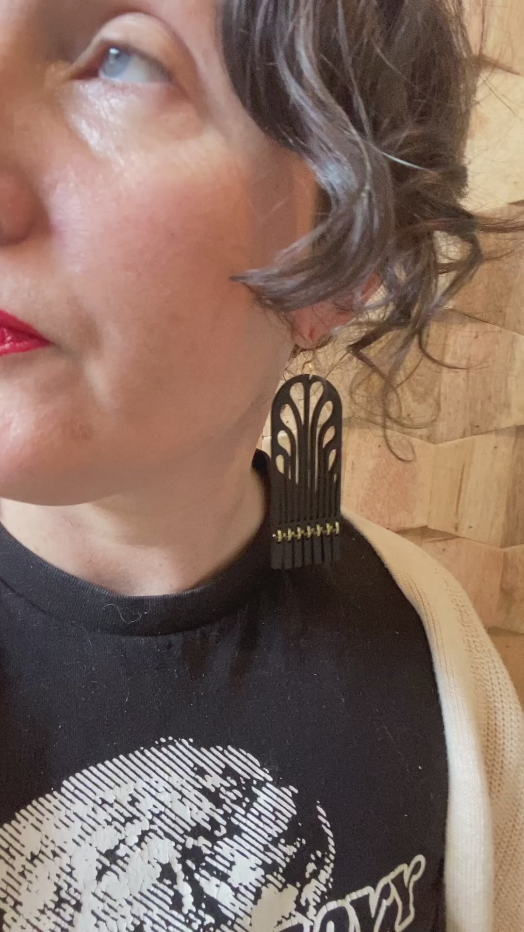 Erté Arches Earrings in matte black acrylic