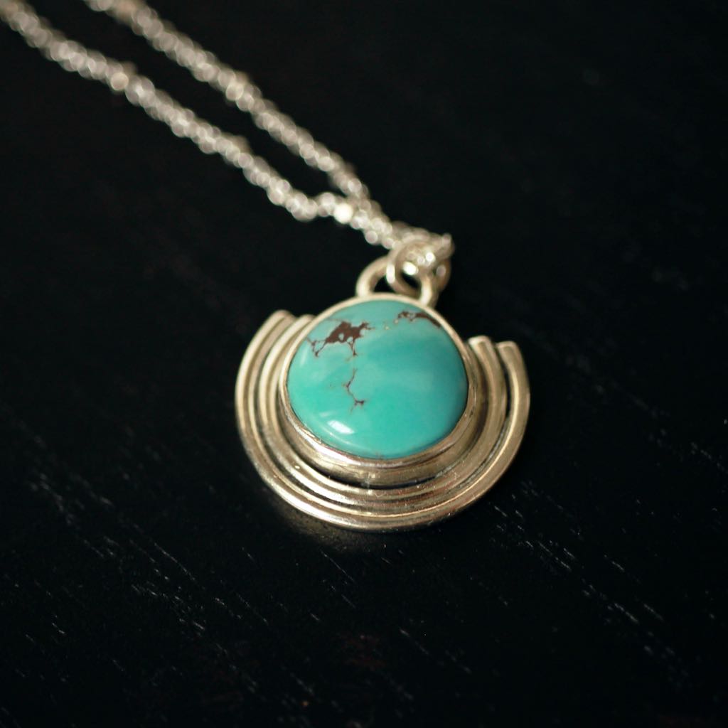 Neo Deco Layering necklace with Golden Hills turquoise stone