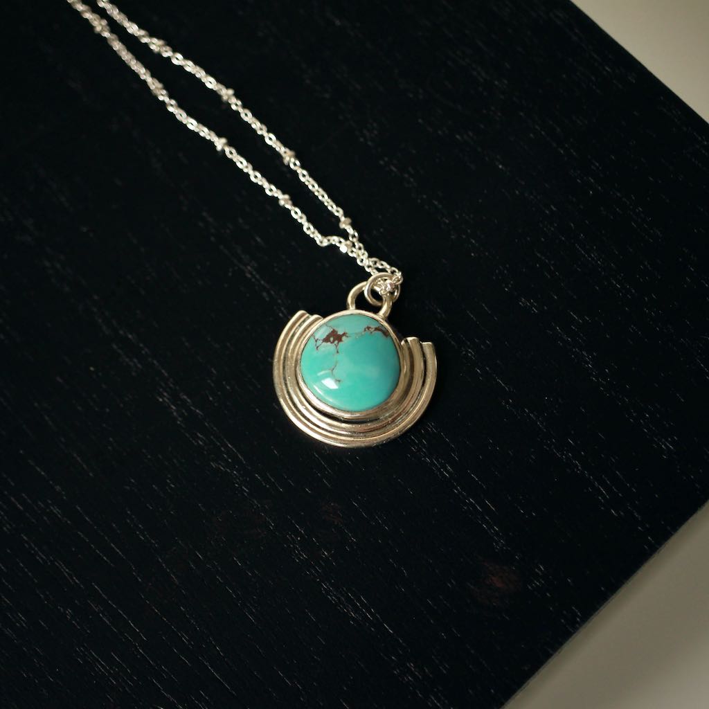 Neo Deco Layering necklace with Golden Hills turquoise stone