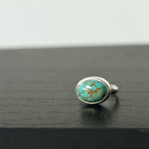 Simple, Stamped, Sterling ring with Timberline Turquoise size US 6