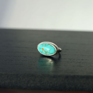 Simple, Stamped, Sterling ring with Timberline Turquoise size US 4 3/4