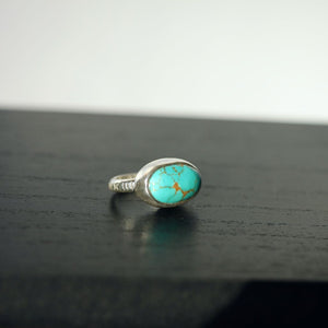 Simple, Stamped, Sterling ring with Timberline Turquoise size US 4 3/4