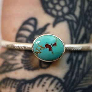 Stamped Sterling Stacker cuff with Golden Hills turquoise