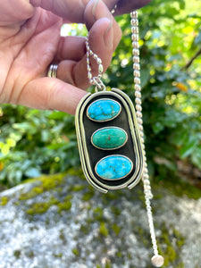 Stone Collector Shadow Box Necklace #2 with Kingman and Emerald Valley turquoise stones